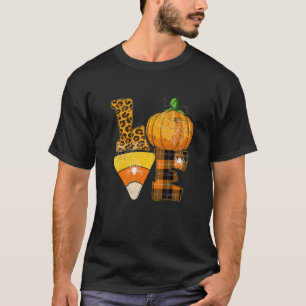 LOVE Halloween Pumpkin Funny Corn Candy Corn Leopa T-Shirt