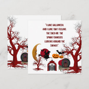 Love Halloween Quote Spooky Witch Wagon Card