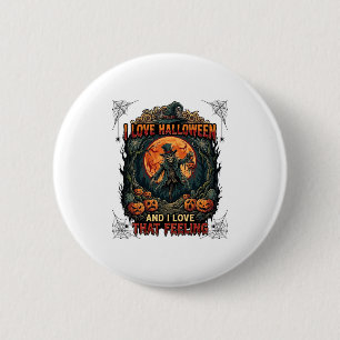 Love Halloween Skeleton Scarecrow Full Moon Pumpki 2 Inch Round Button