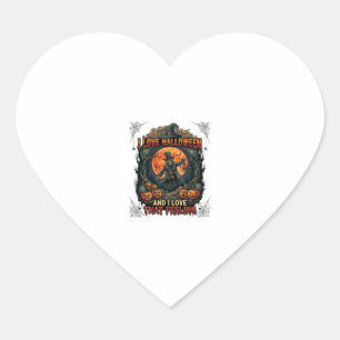 Love Halloween Skeleton Scarecrow Full Moon Pumpki Heart Sticker