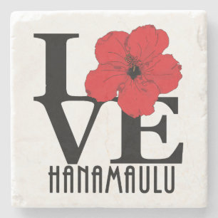 LOVE Hanamaulu Hawaii Stone Coaster