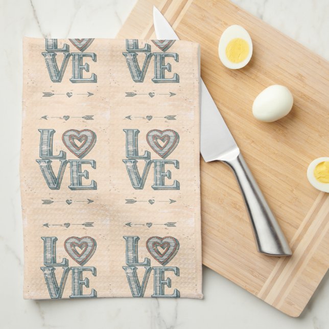 LOVE, hand drawn with arrows and heart - kitchen Kitchen Towel (Quarter Fold)