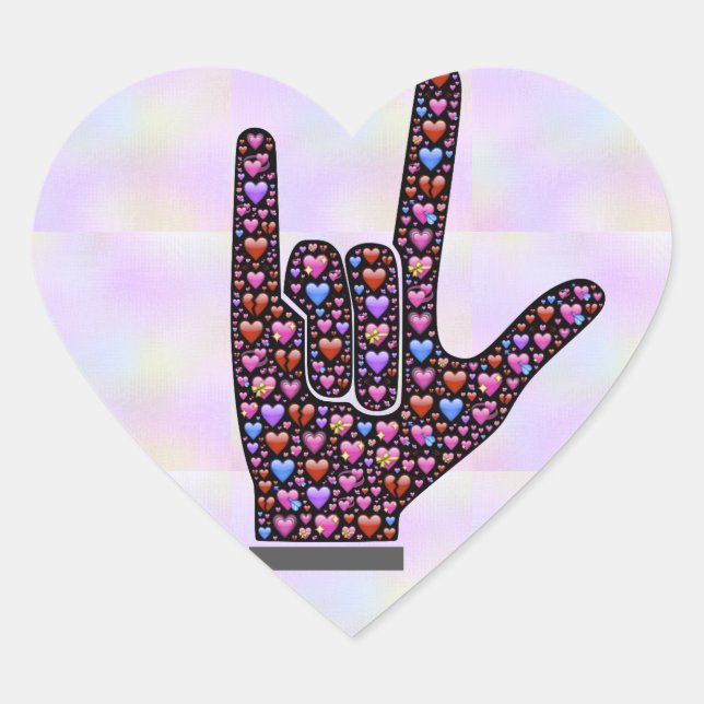 Love Hand Sign heart sticker (Front)