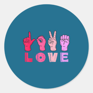 Love Hand Sign Language Asl Valentines Day Men Wom Classic Round Sticker