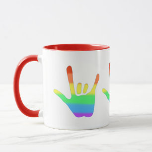 Love Hand Sign Language in Rainbow Colour Blends Mug