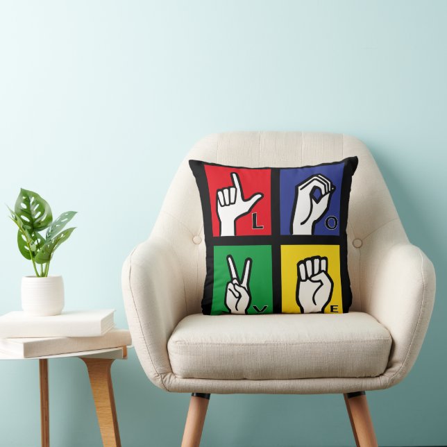 Love Hand Sign - Square Throw Pillow (Chair)