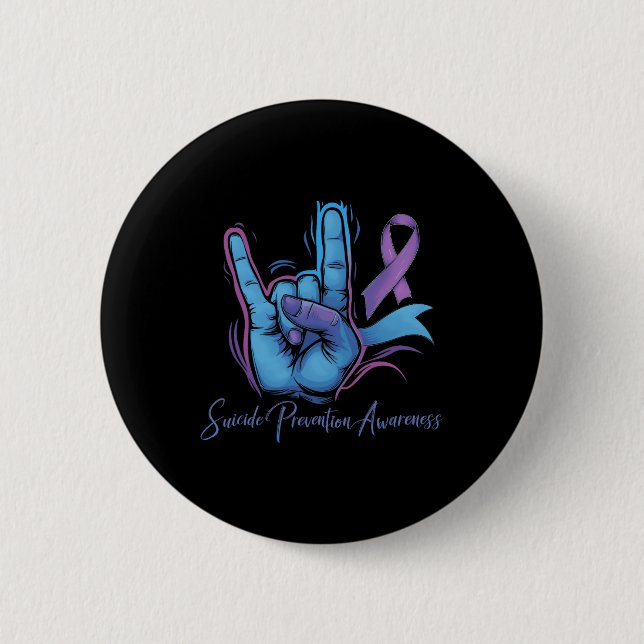 Love Hand Sign Suicide Prevention Awareness Week S 2 Inch Round Button (Front)