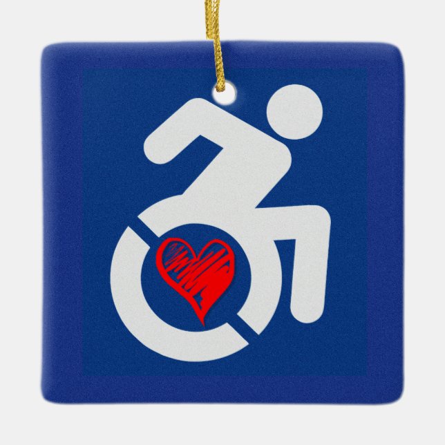 Love Handicapped Ceramic Ornament (Front)