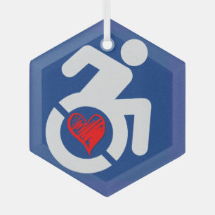 Love Handicapped Glass Ornament