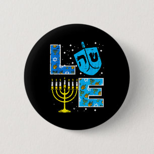 Love Hanukkah Dreidel Menorah Jewish Chanukah Men  2 Inch Round Button