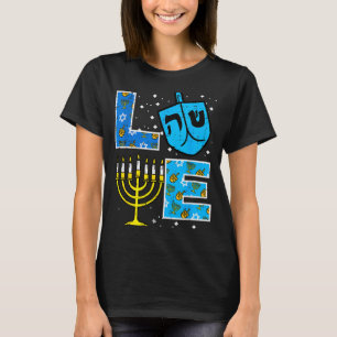 Love Hanukkah Dreidel Menorah Jewish Chanukah Men  T-Shirt