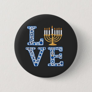Love Hanukkah Jewish Holiday Menorah 2 Inch Round Button