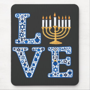Love Hanukkah Jewish Holiday Menorah Mouse Pad