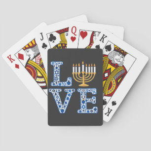 Love Hanukkah Jewish Holiday Menorah  Playing Cards