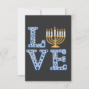Love Hanukkah Jewish Holiday Menorah Thank You Card