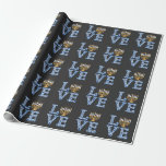 Love Hanukkah Jewish Holiday Menorah  Wrapping Paper<br><div class="desc">Jewish Hanukkah,  Menorah love,  Jewish holiday,  Hanukkah menorah,  Jewish traditions,  Festival of Lights,  Love in Hanukkah,  Menorah design,  Jewish holiday spirit,  Jewish love art</div>