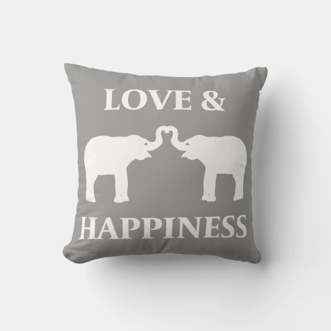 Love & Happiness Elephant Cushion (Front)