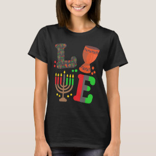 Love Happy Kwanzaa African Map Kinara Candles Men  T-Shirt