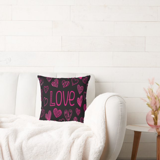 Love, Happy Valentines Day Throw Pillow (Couch)