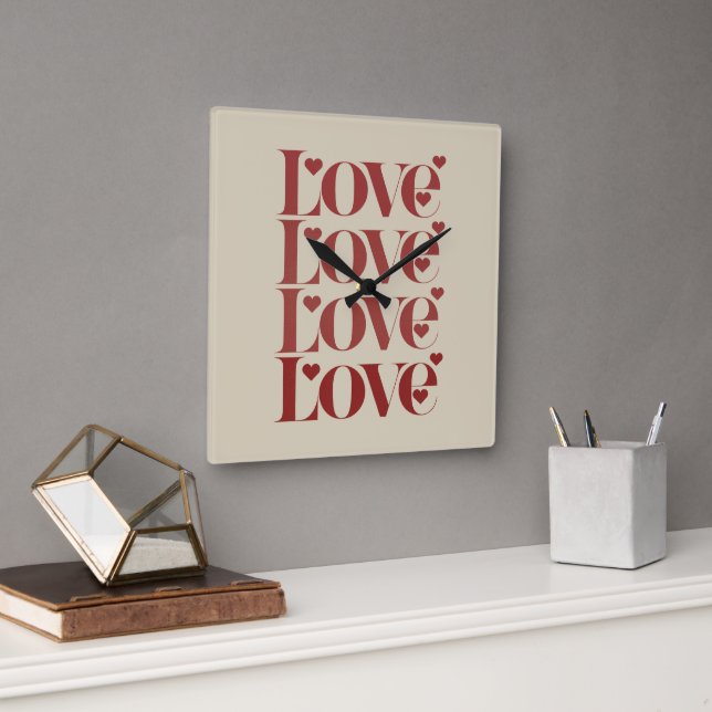 Love Happy Valentine's Day Valentine Couple  Square Wall Clock (Office)