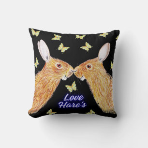 Love hares throw pillow