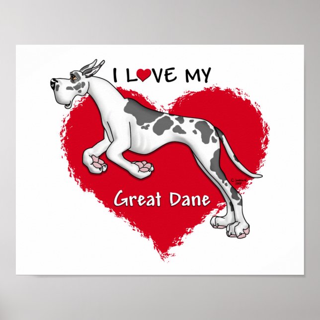 Love Harlequin Great Dane Poster (Front)