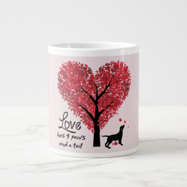 Love has 4 Paws and a Tail Dog Lover Valentine Large Coffee Mug (Front)