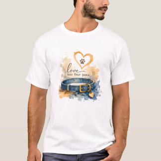 Love Has Four Paws Watercolor Dog Love T-Shirt