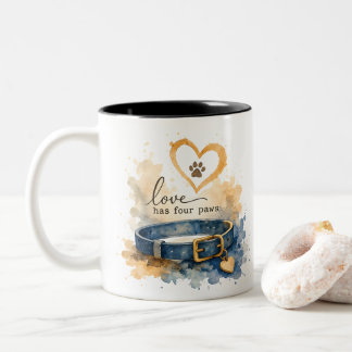 Love Has Four Paws Watercolor Dog Love Two-Tone Coffee Mug