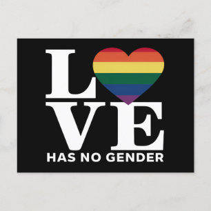 Love Has No Gender LGBTQ Rainbow Pride Month Postcard