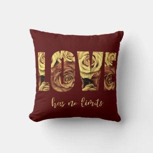 Love Has No Limits Dark Red Throw Pillow