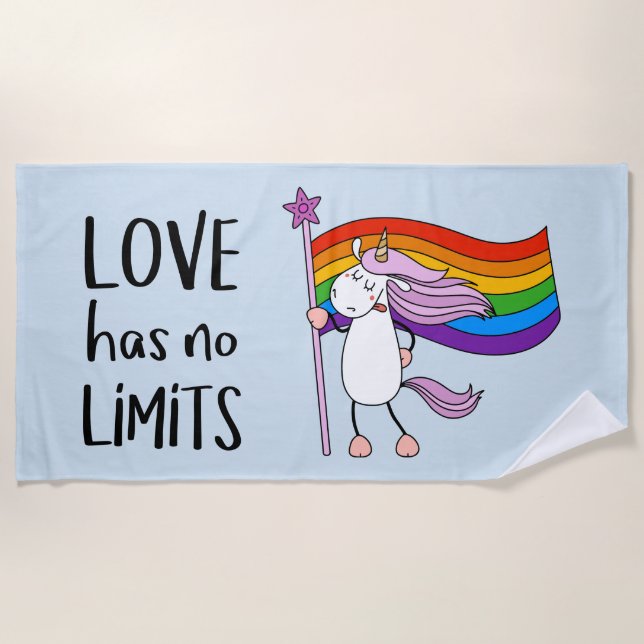 Love Has No Limits Unicorn Beach Towel (Front)