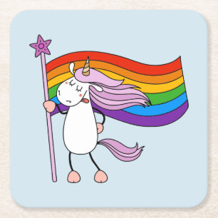 Love Has No Limits Unicorn Square Paper Coaster