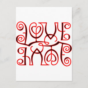 Love Hate Optical Illusion Postcard