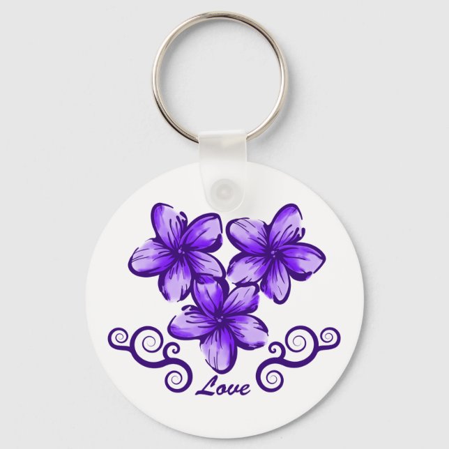 Love Hawaii Plumeria Keychain (Front)