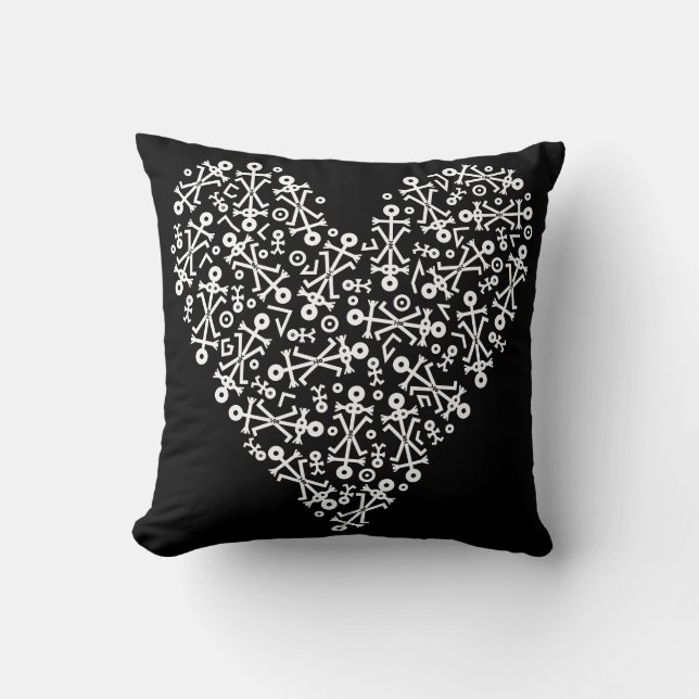Love Heart 2012 Icon Black And White Throw Pillow (Front)