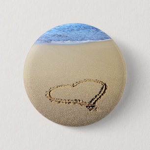 Love Heart Beach 2 Inch Round Button