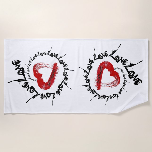 Love Heart Beach Towel (Front)