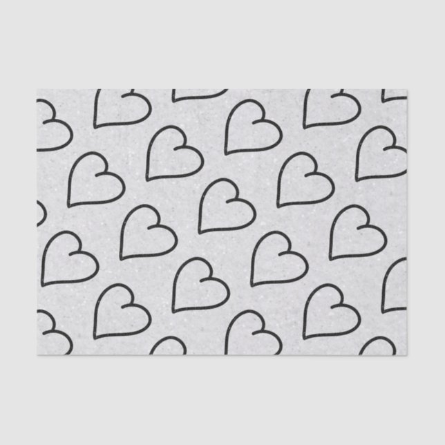 Love Heart Black Glitter Valentine's Tissue Paper (Front)