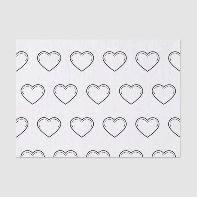 Love Heart Black Valentine's Tissue Paper (Front)