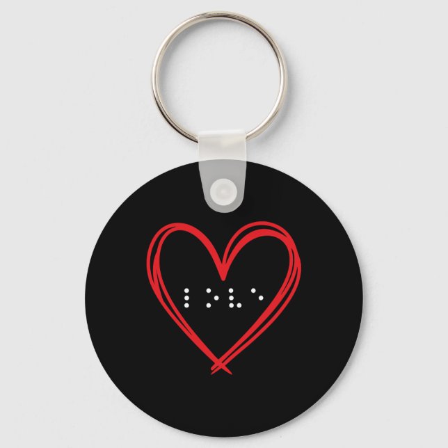 Love Heart Braille Alphabet Braille Language Brail Keychain (Front)