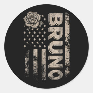 Love Heart Bruno First Name Personalized For Men Classic Round Sticker