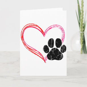 Love Heart Cat Dog Paw Print, Pet Gifts For Valent Card