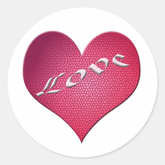 Love Heart Classic Round Sticker (Front)