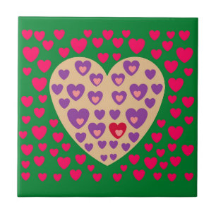 LOVE HEART COLOURFULL  CERAMIC TILE