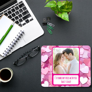 Love Heart Confetti Share My Fries Mouse Pad