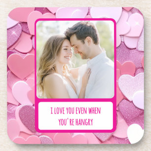 Love Heart Confetti Share When You're Hangry Coaster