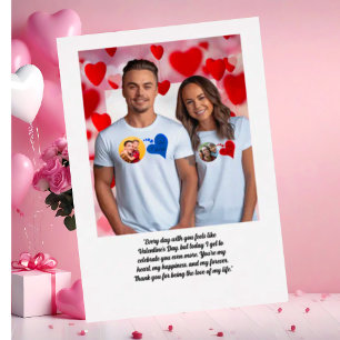 Love Heart Couple Photo Message Valentines Carte