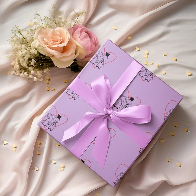 Love Heart Couple Wedding Wrapping Paper (Creator Uploaded)