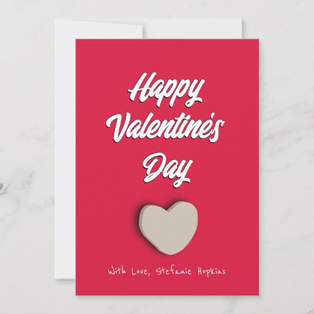 Love Heart Crimson Red Valentine's Day Holiday Card (Front)